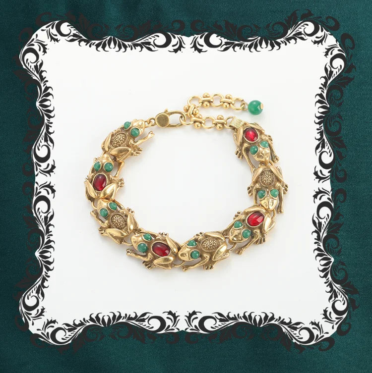 18K Gold Frog Plated Bracelet - Floral Fawna