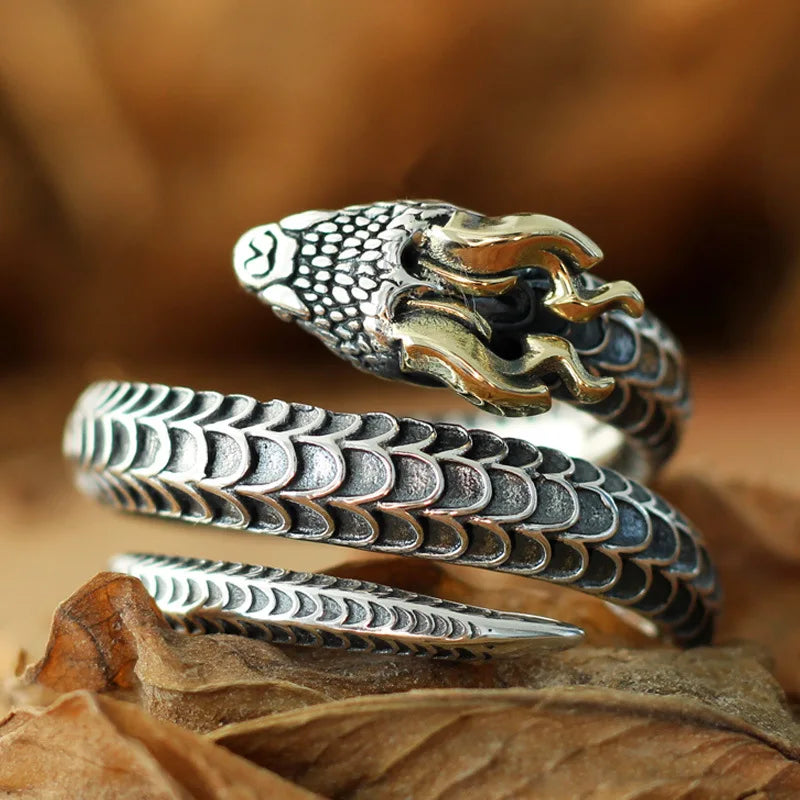 Sterling Silver Dragon Open Ring