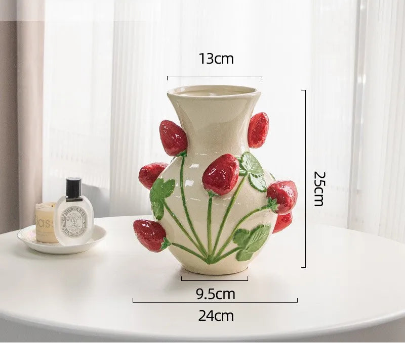 Strawberry Plant Ceramic Vase
