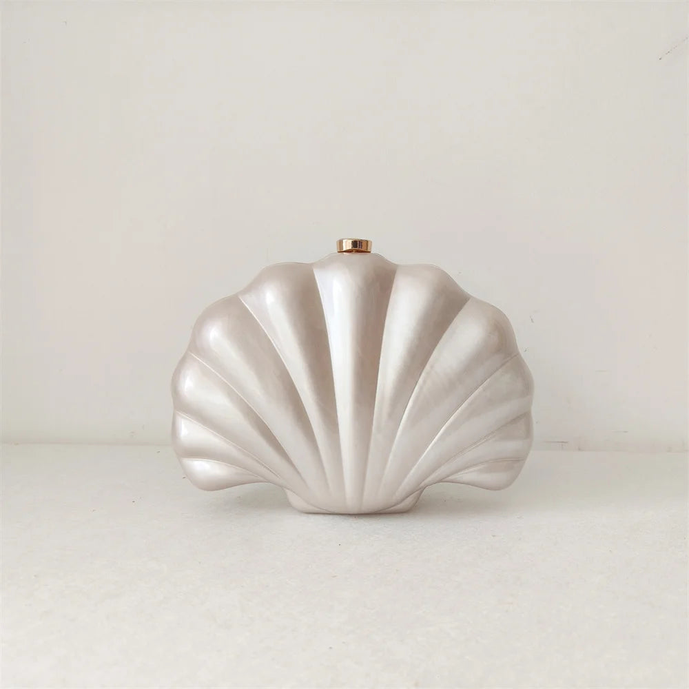 Acrylic Shell Clutch Bag - Floral Fawna
