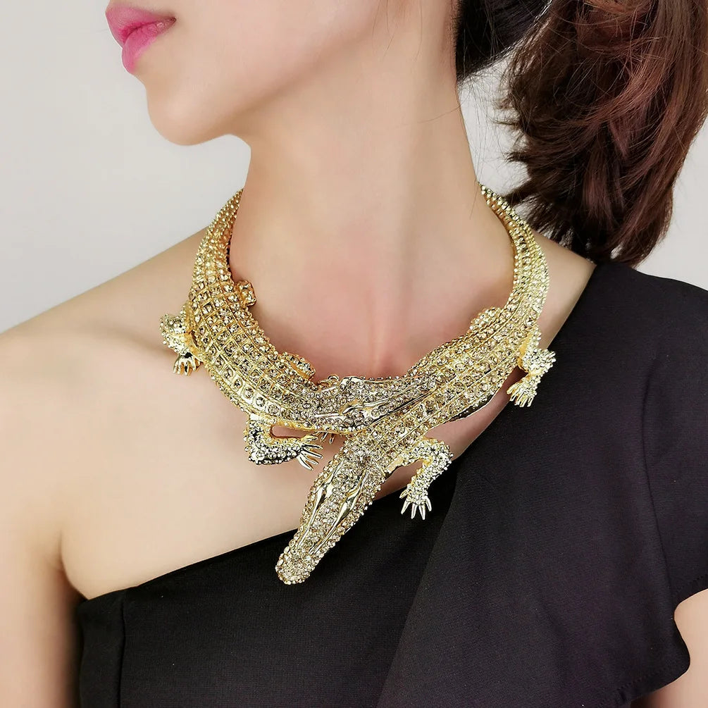 Statement Croc Necklace - Floral Fawna