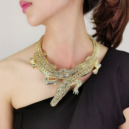 Statement Croc Necklace - Floral Fawna