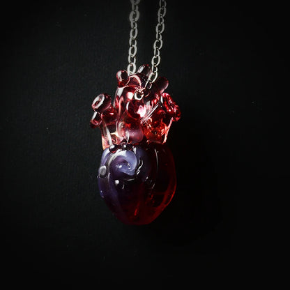 Glass Anatomical Heart Necklace - Floral Fawna