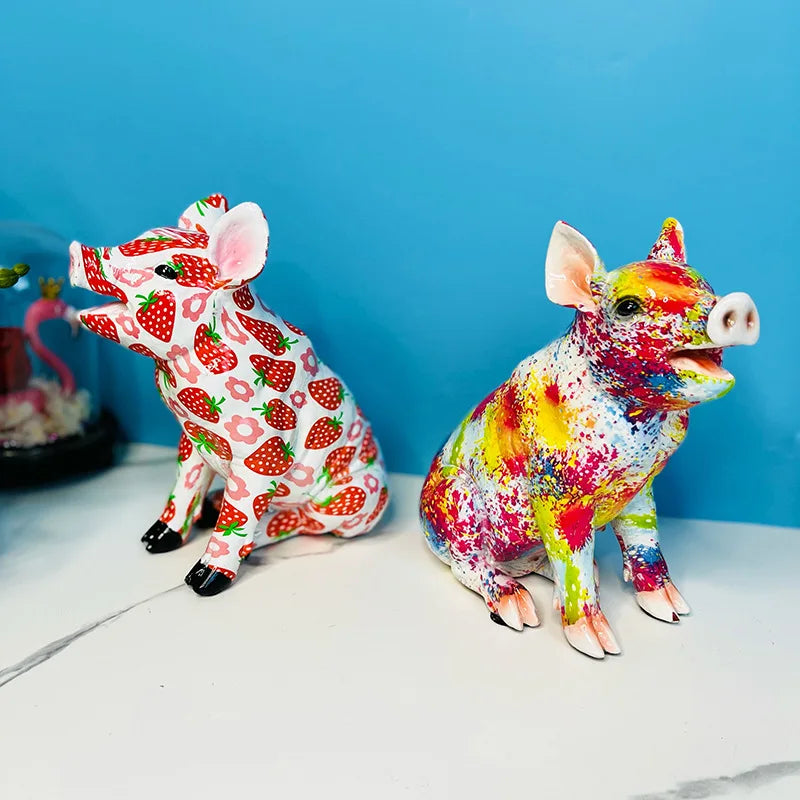 Abstract Pig Sculpture - Floral Fawna