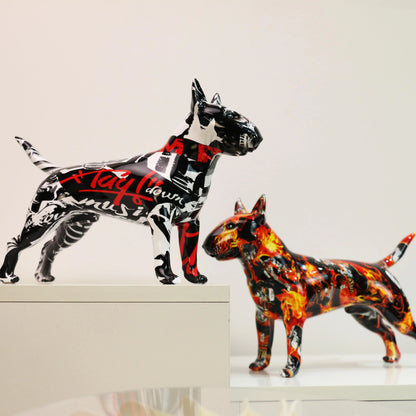 Modern Graffiti Bull Terrier Sculpture - Floral Fawna