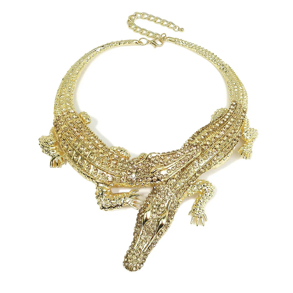 Statement Croc Necklace - Floral Fawna
