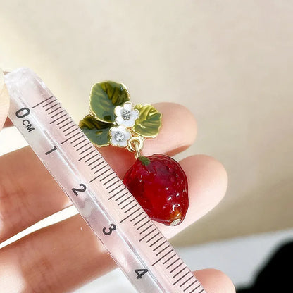 Strawberry Plant Drop Earrings - Floral Fawna