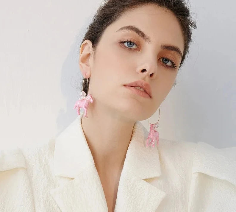 Holographic Horse Earrings - Floral Fawna