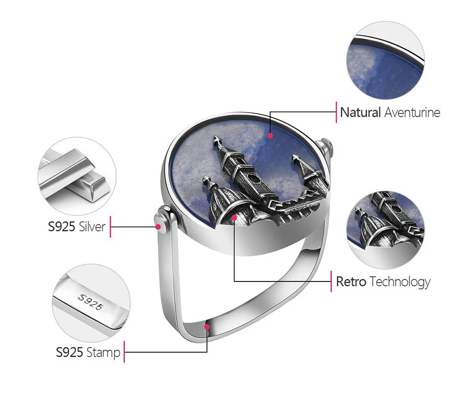 Sterling Silver Aventurine Cathedral Ring