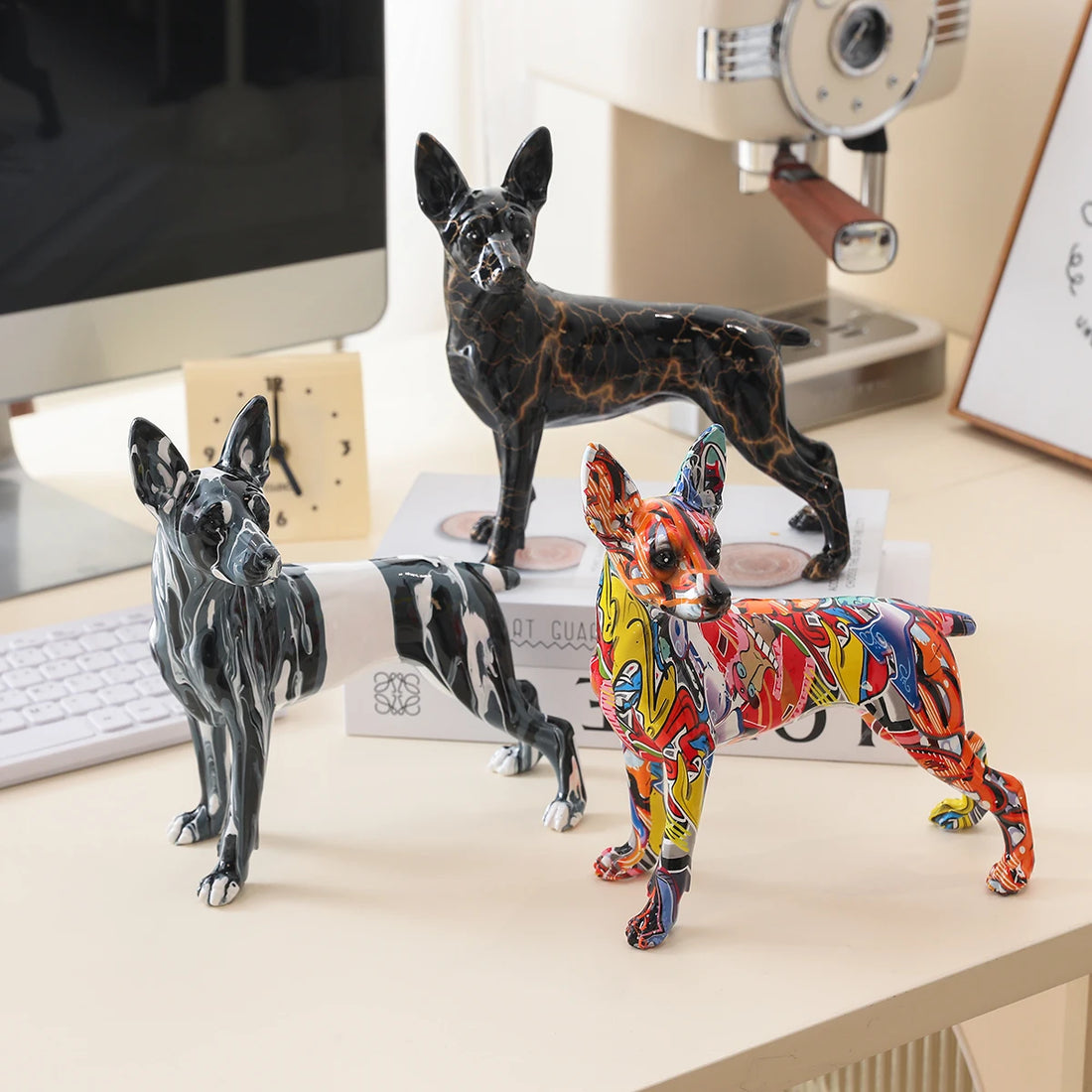 Miniature Pinscher Abstract Sculpture - Floral Fawna
