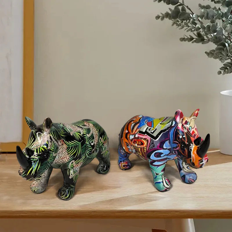 Abstract Rhino Sculpture - Floral Fawna