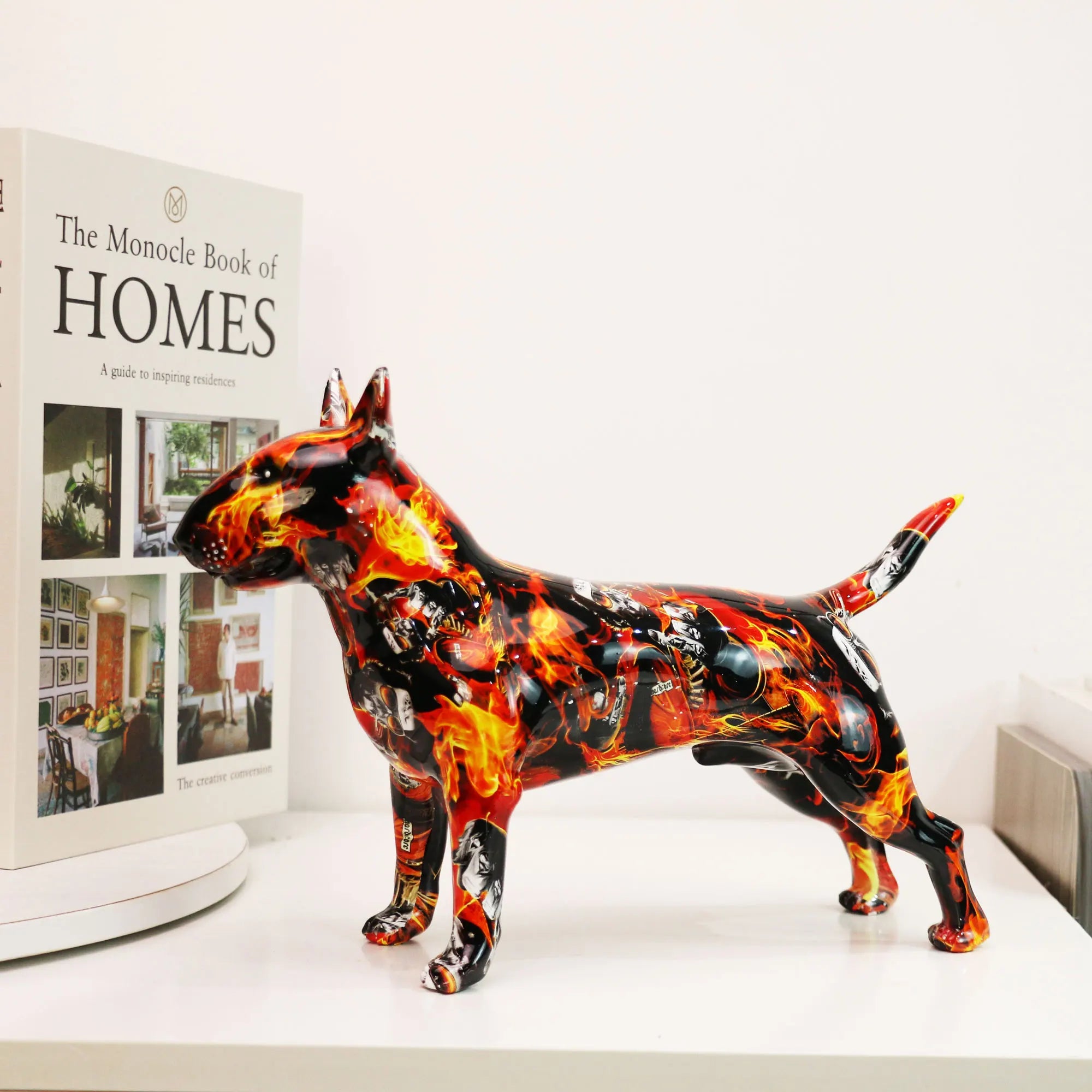 Modern Graffiti Bull Terrier Sculpture - Floral Fawna