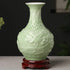 Ceramic Patterned Green Vase - Floral Fawna