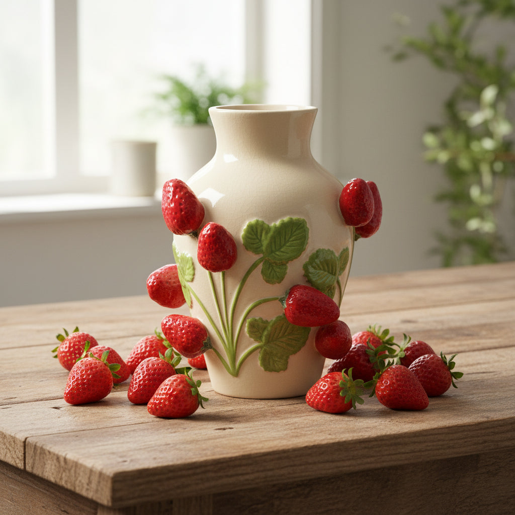 Strawberry Plant Ceramic Vase