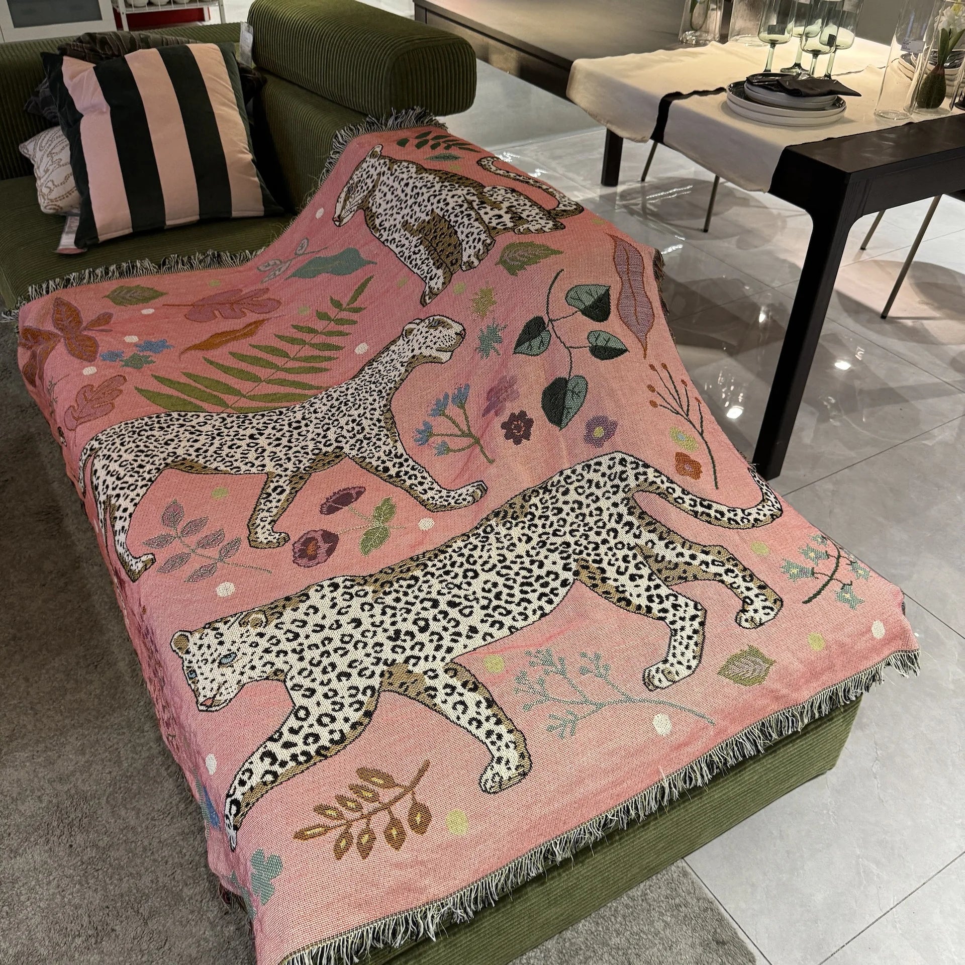 Pink Leopard Knitted Tapestry