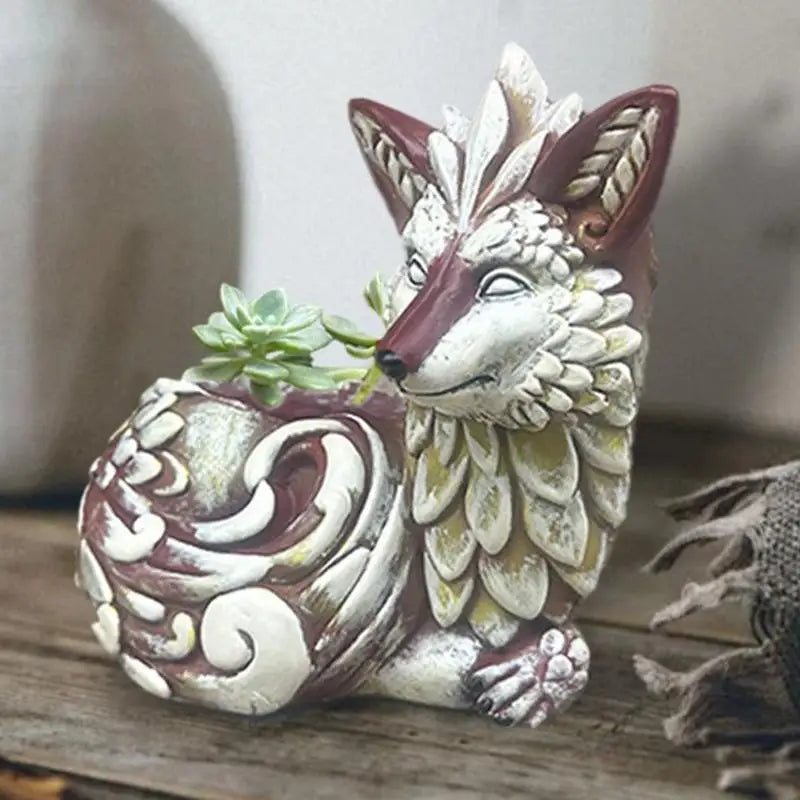 Fox Resin Planter - Floral Fawna