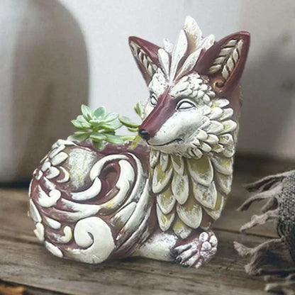 Fox Resin Planter - Floral Fawna