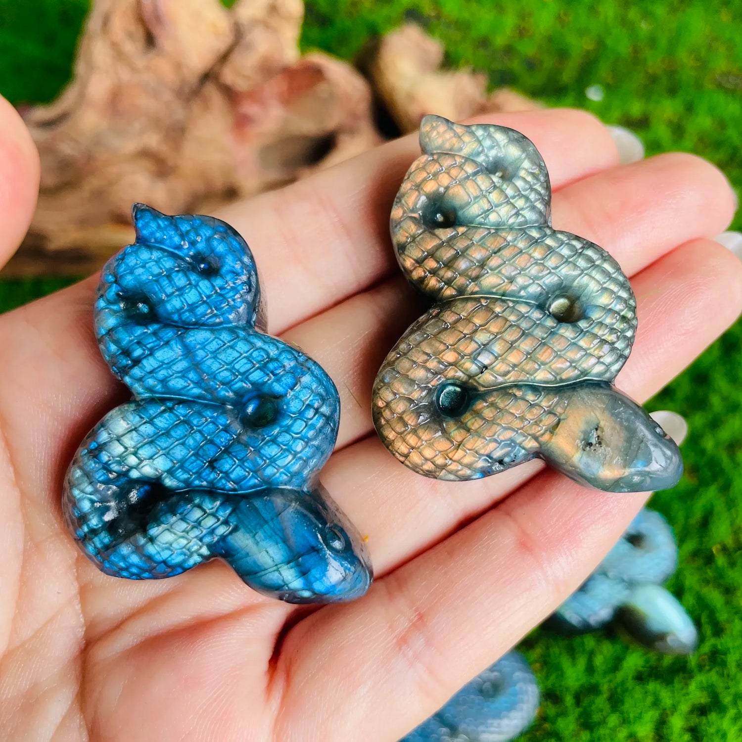 Labradorite Snake Carving - Floral Fawna