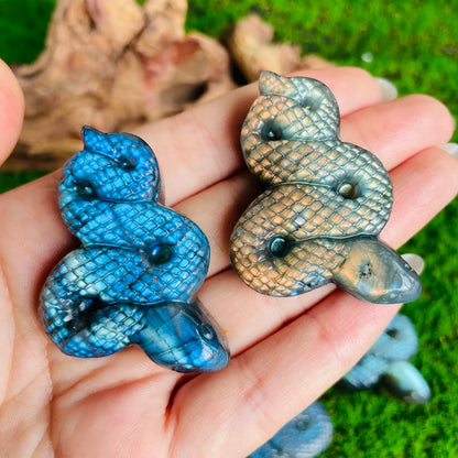 Labradorite Snake Carving - Floral Fawna