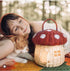 Red Rattan Mushroom Basket Bag - Floral Fawna