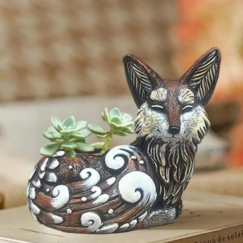 Fox Resin Planter - Floral Fawna