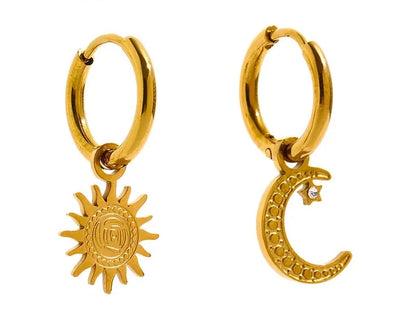 Celestial Moon and Star Hoop Earrings - Floral Fawna