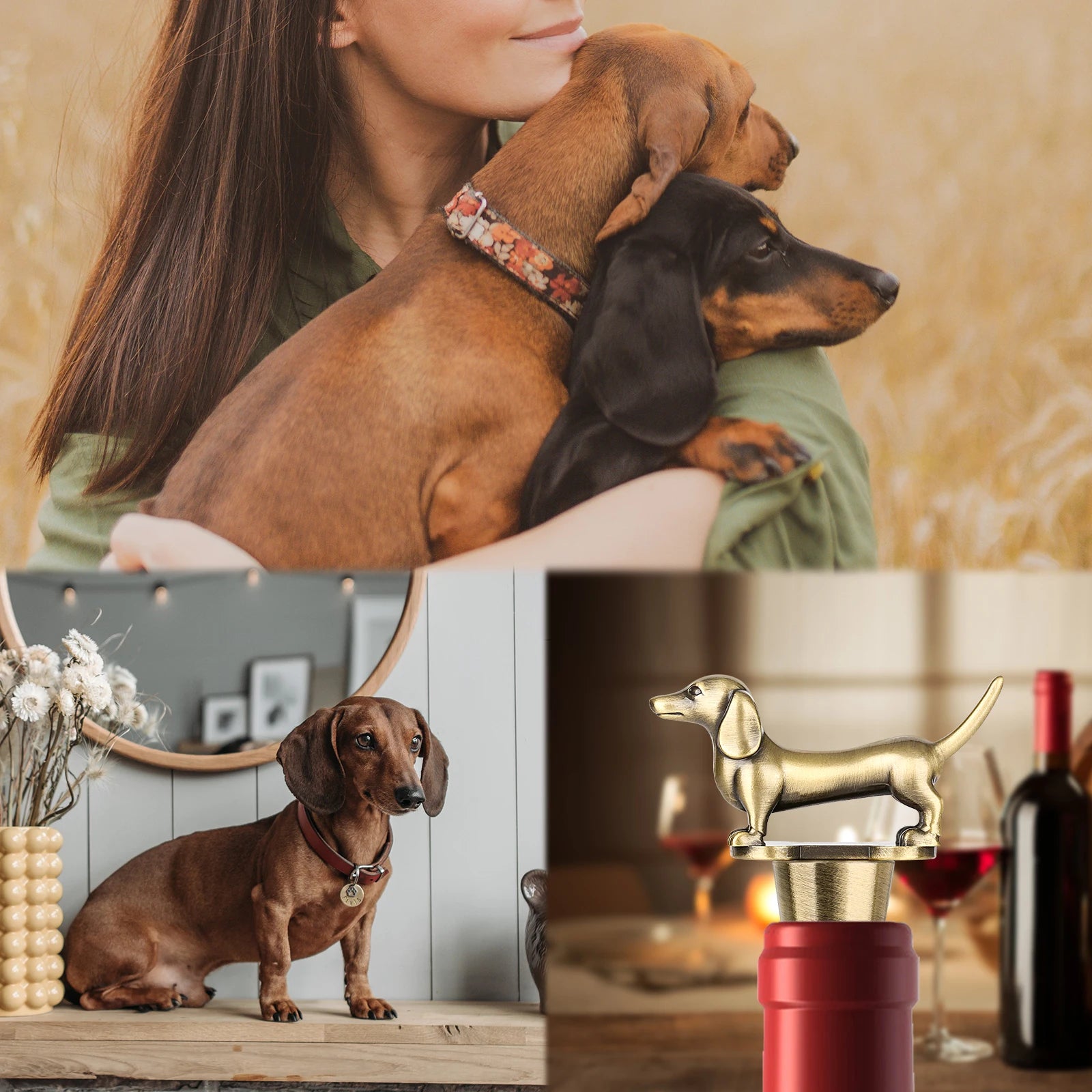 Dachshund Wine Stopper - Floral Fawna