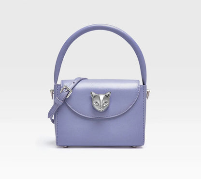 Leather Cat Face Handbag - Floral Fawna