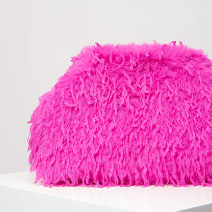 Oversized Faux Feather Clutch Bag - Floral Fawna