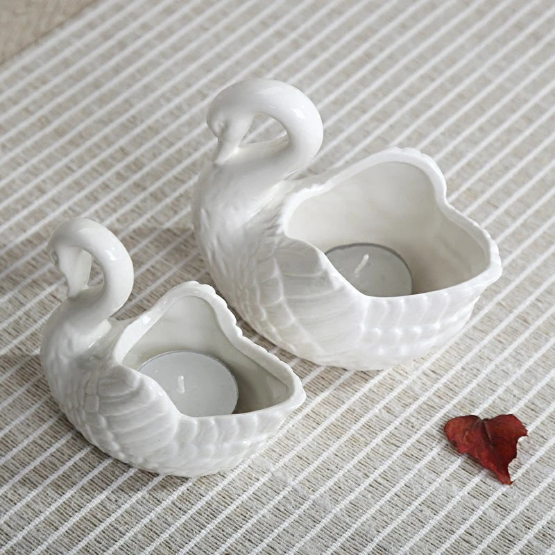 Swan Candle Holder - Floral Fawna