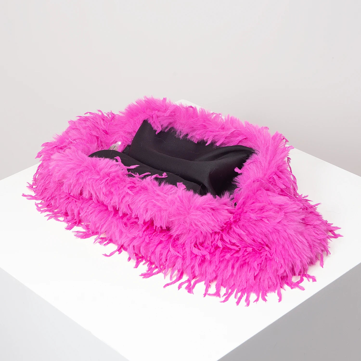 Oversized Faux Feather Clutch Bag - Floral Fawna