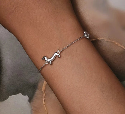 Sterling Silver Dachshund Bracelet - Floral Fawna