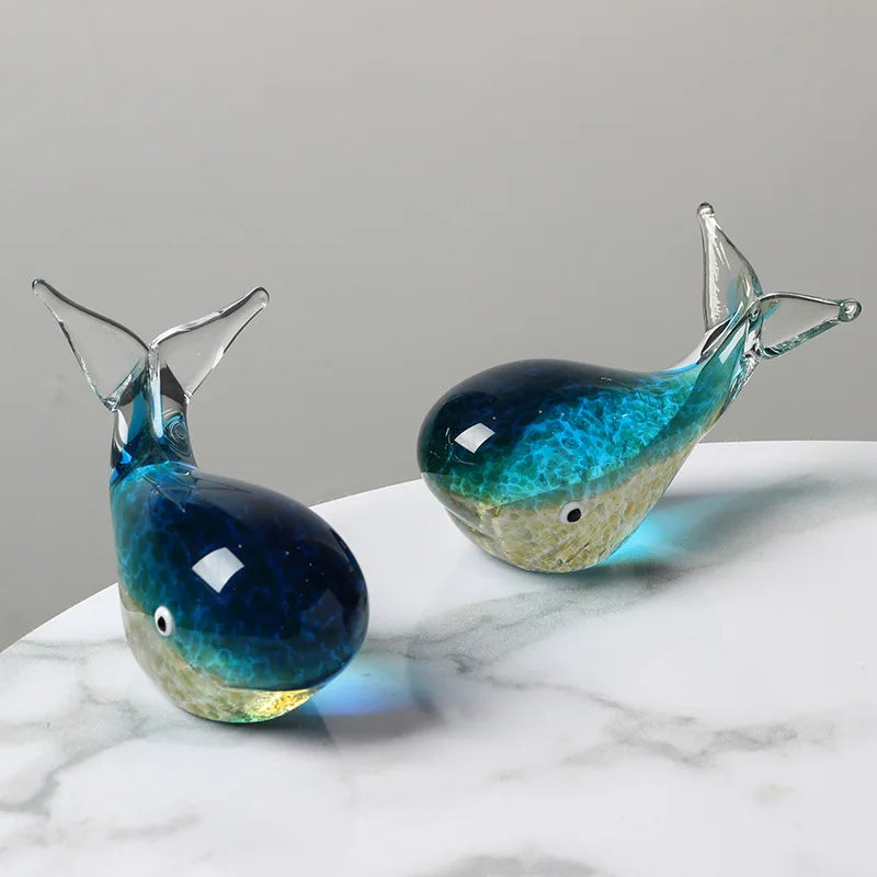 Glass Whale Ornament - Floral Fawna