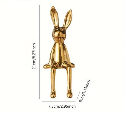 Metallic Sitting Rabbit Ornament - Floral Fawna