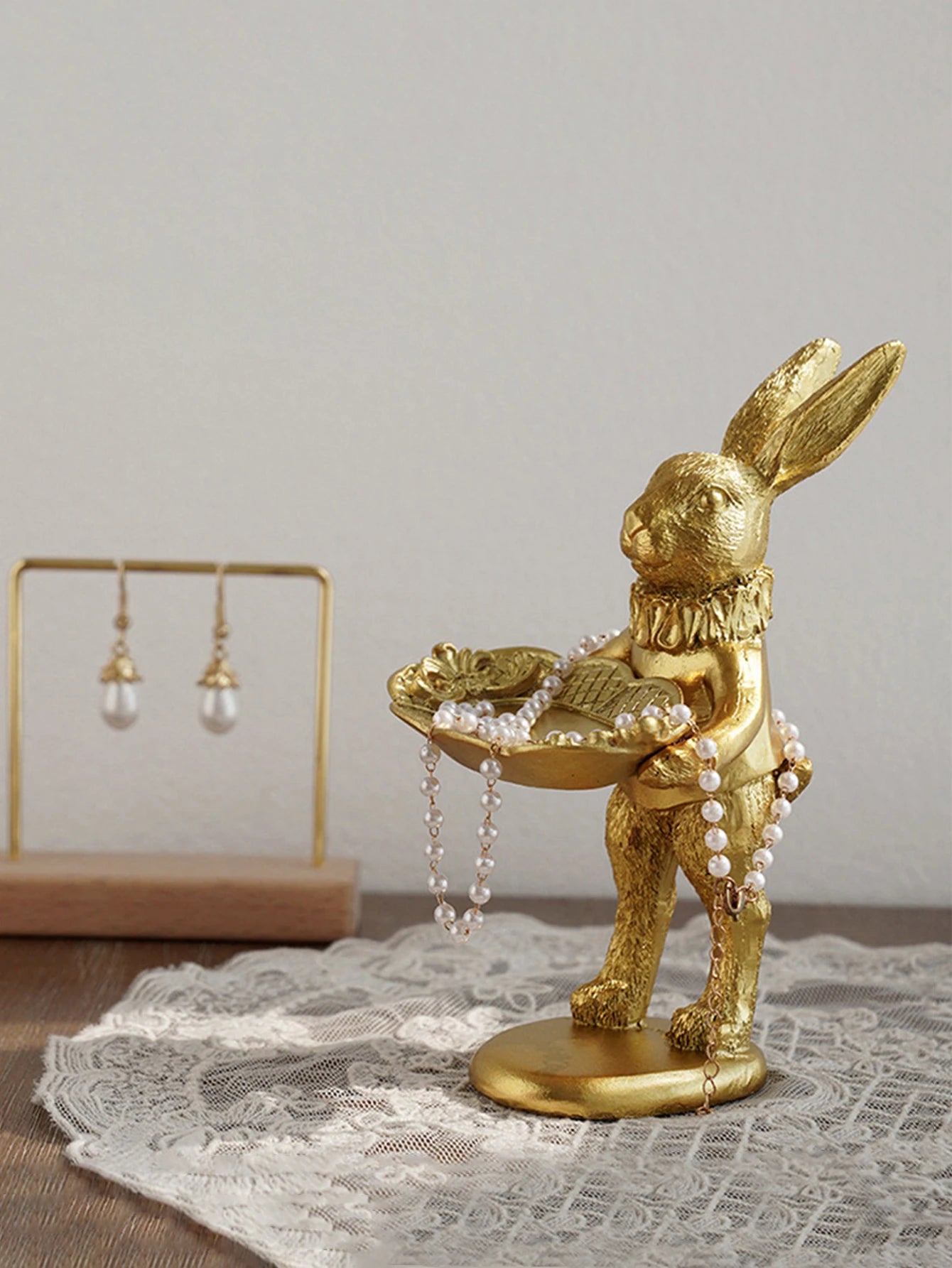 Gold Rabbit Trinket Dish - Floral Fawna