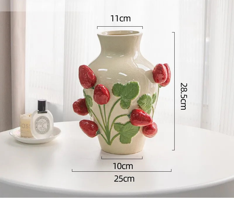 Strawberry Plant Ceramic Vase