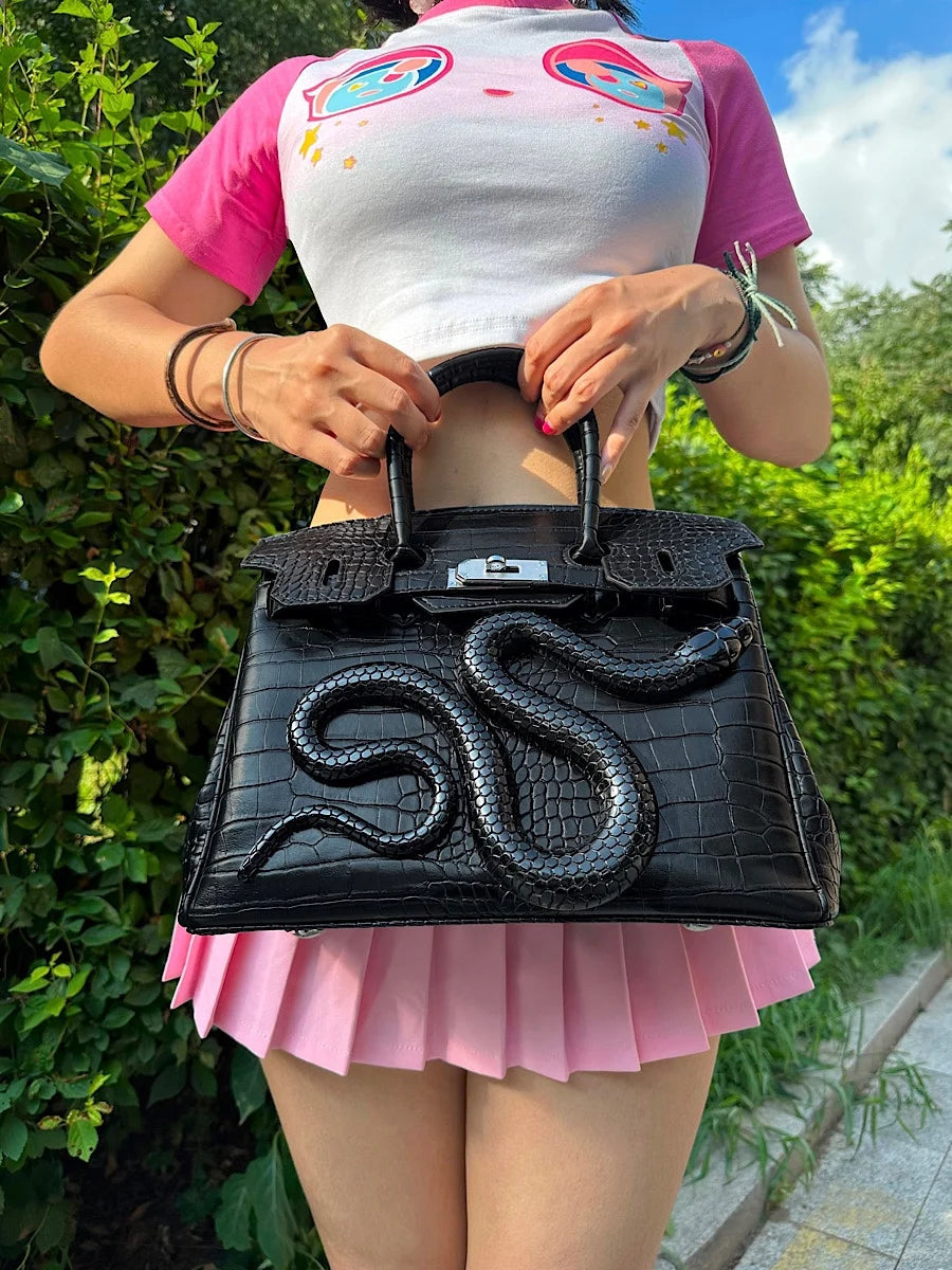 3D Faux Leather Snake Bag