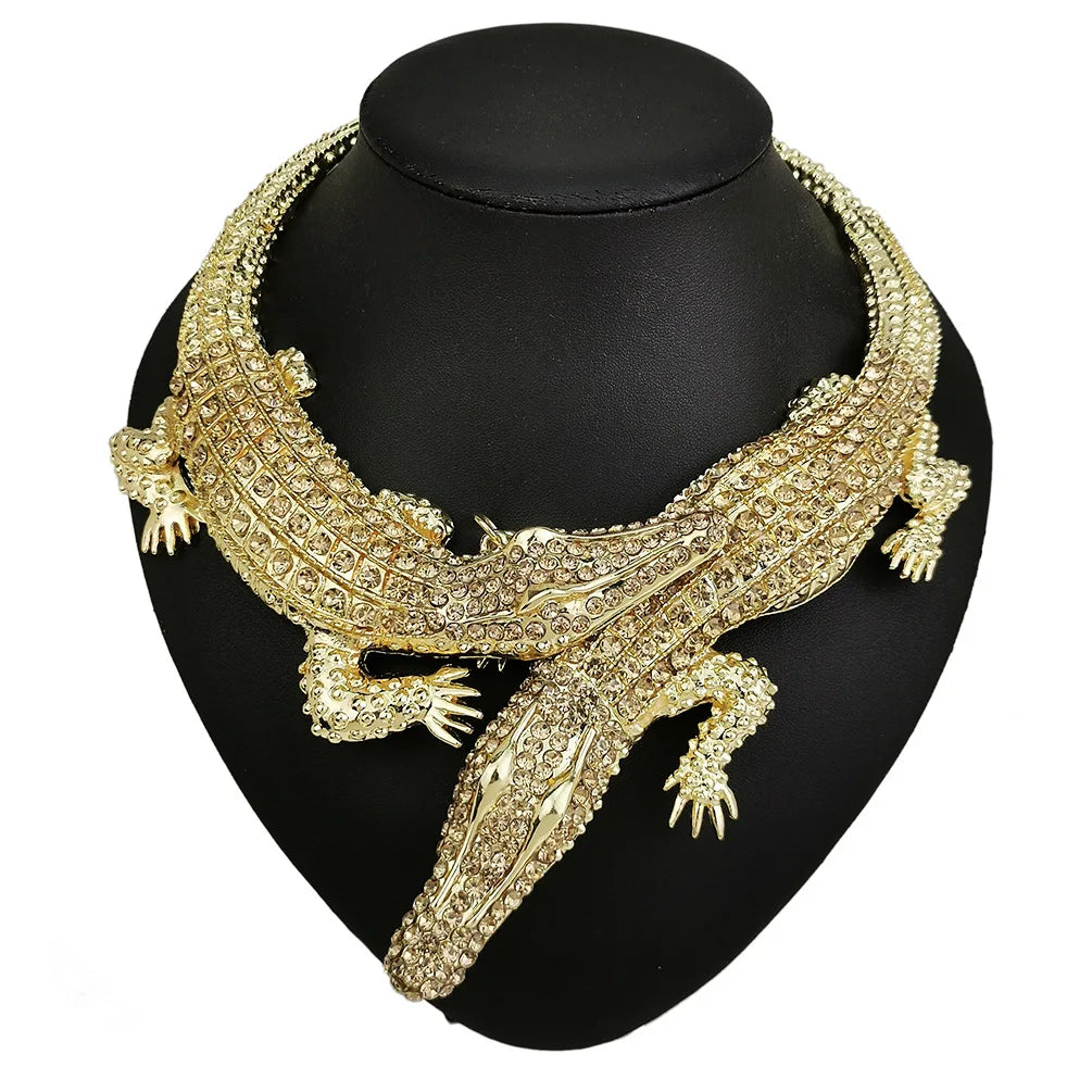 Statement Croc Necklace - Floral Fawna