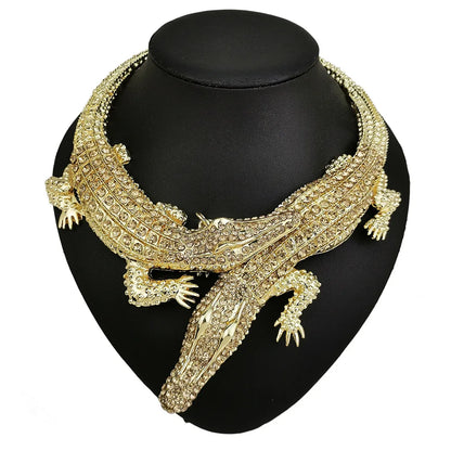 Statement Croc Necklace - Floral Fawna