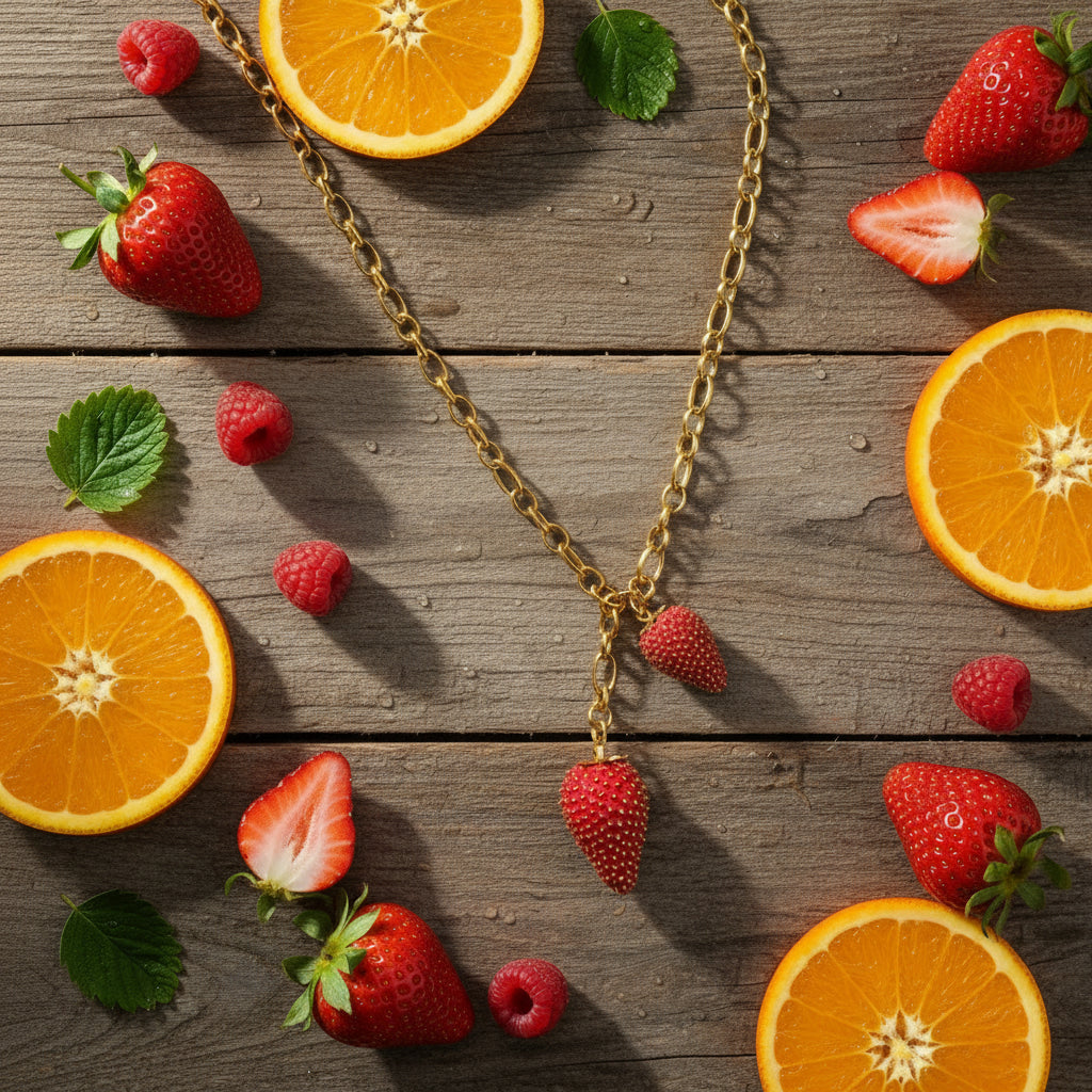 Gold Plated Strawberries Necklace
