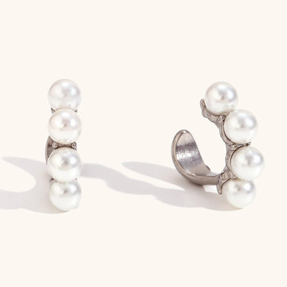 18K Gold Plated Pearl Ear Clips - Floral Fawna