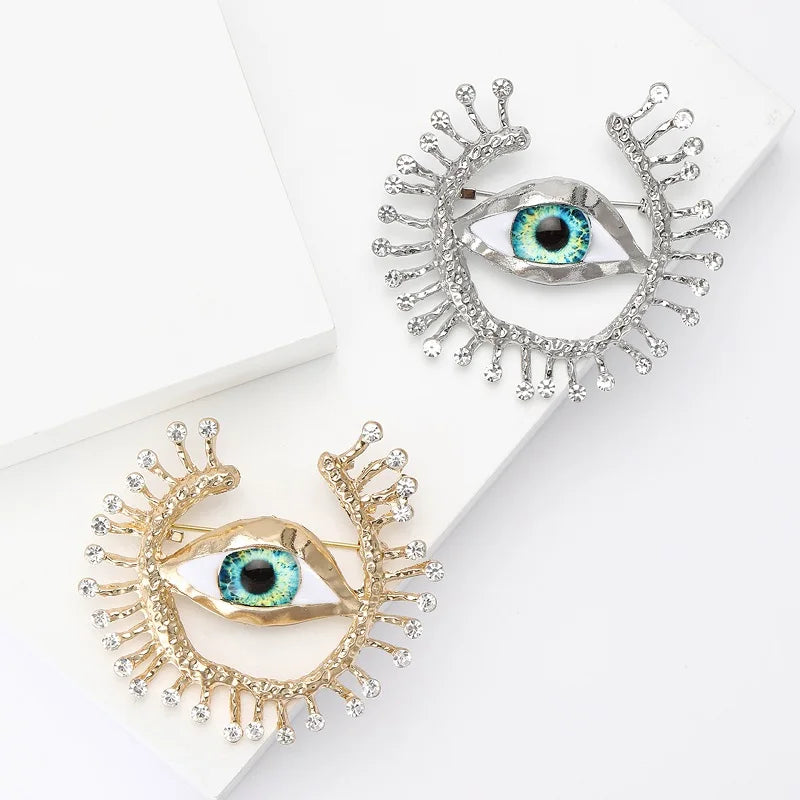 Rhinestone Eye Brooch