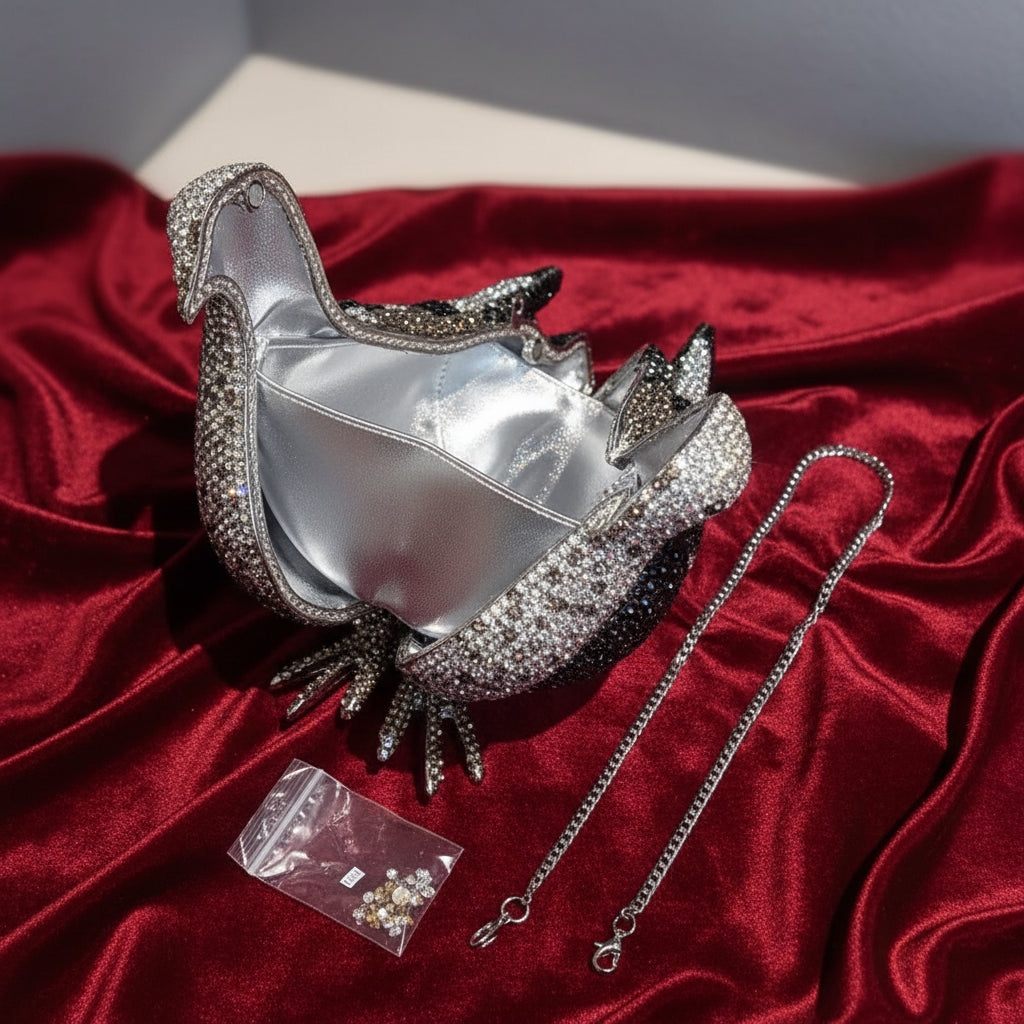 Crystal Pigeon Clutch Bag