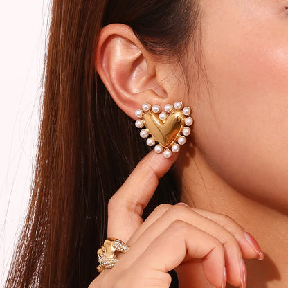 Heart &amp; Pearl Earrings - Floral Fawna