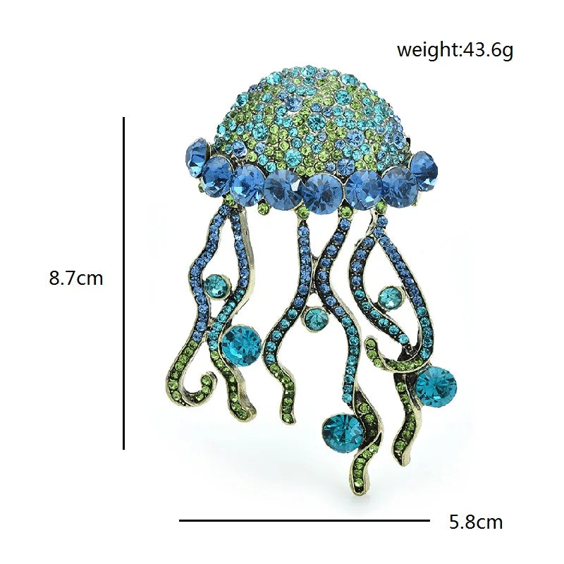 Statement Rhinestone Jellyfish Brooch - Floral Fawna