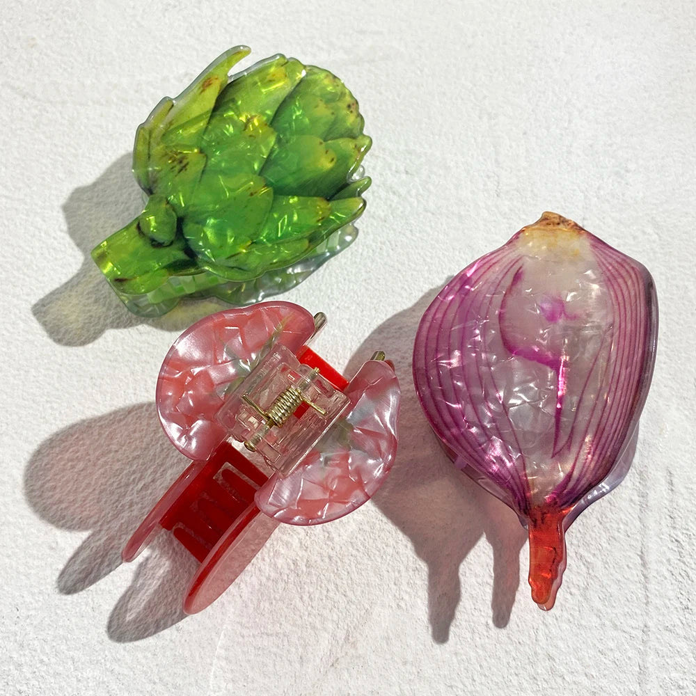 Vegetable Acrylic Hair Clip - Floral Fawna