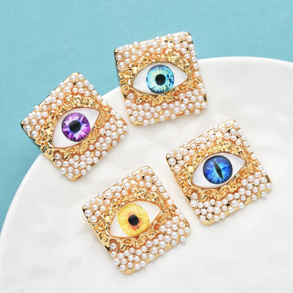 Pearl and Eye Square Brooch - Floral Fawna