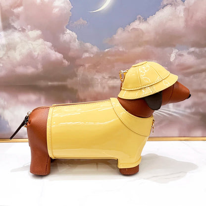 Dachshund In Rain Coat Crossbody Bag - Floral Fawna