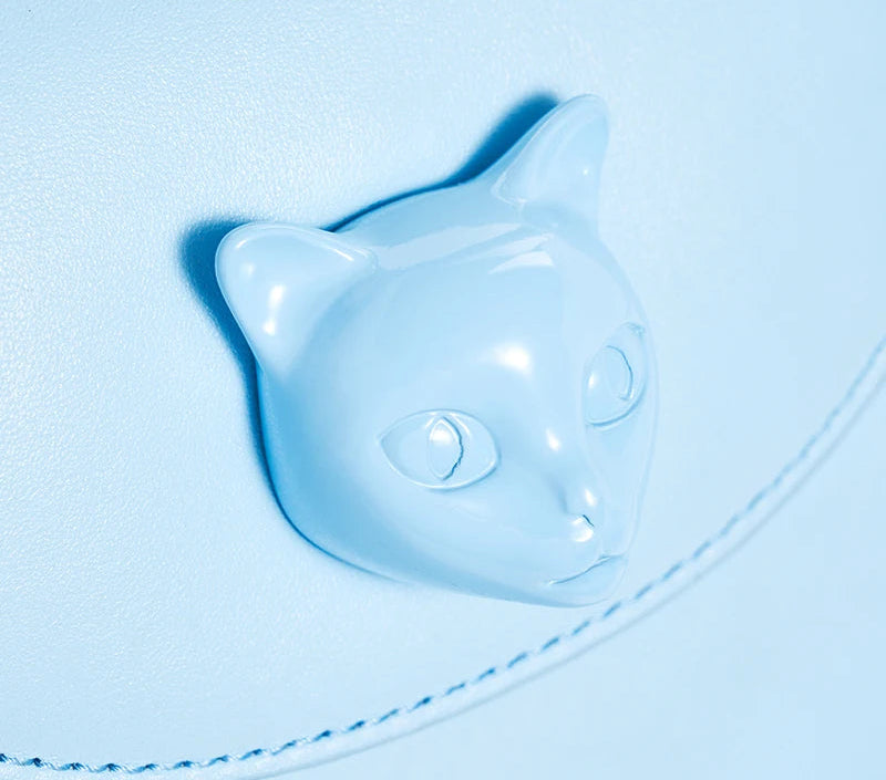 Leather Cat Face Handbag - Floral Fawna