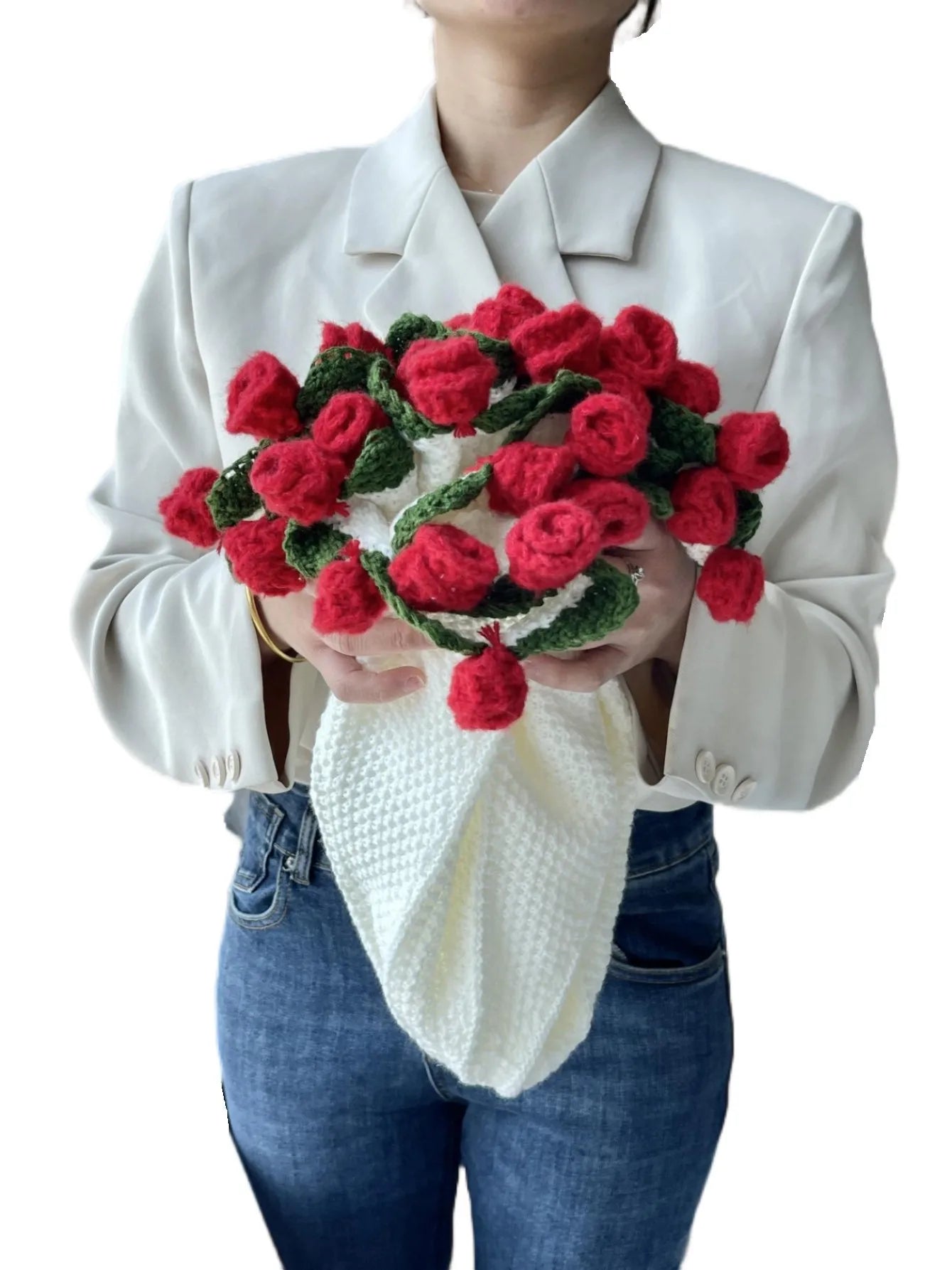 Red Rose Trim Circular Blanket - Floral Fawna